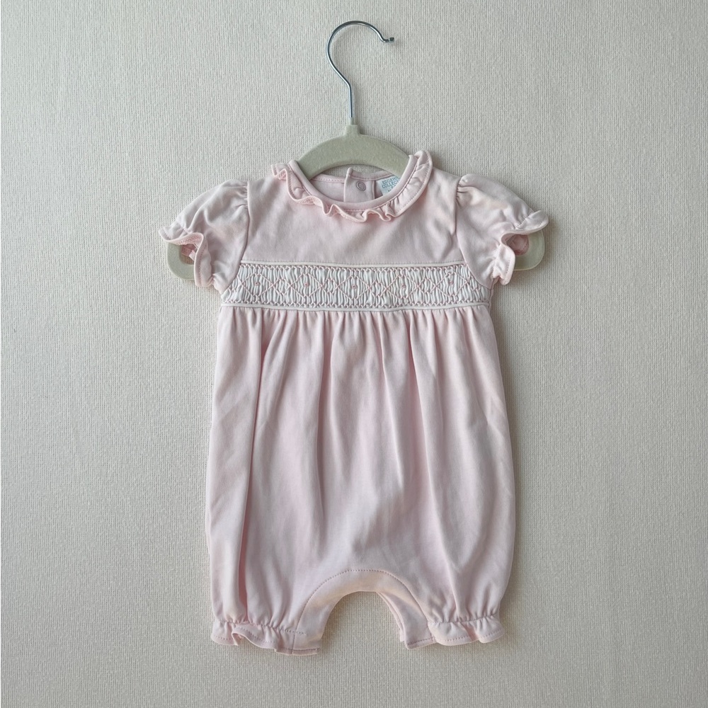 Edgehill Collection Pink Baby Smocked Romper with Ruffle Sleeves EUC, 3M